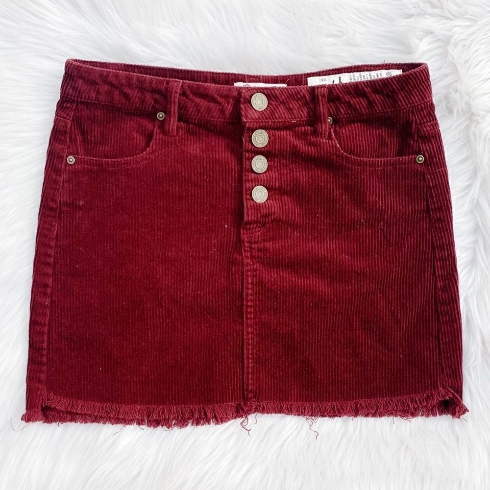 Indigo Rein Corduroy Cut off Skirt Maroon Size Youth 14